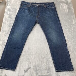 Levis 502 Mens Jeans 42x30 Regular Taper Dark Wash Denim Stretch Blue Pants